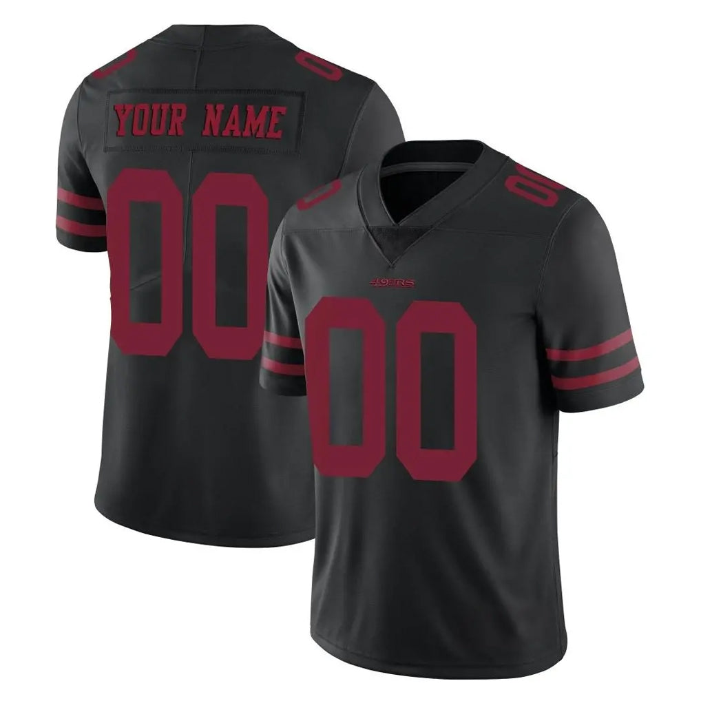 Johmsee Custom SF.49ers Black Fashion Home Game Any Name & Numbers Stitched Jerseys