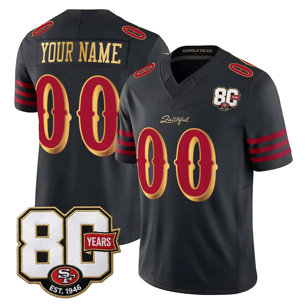 Johmsee Custom SF.49ers Black Limited 80th Rivalries Collection Home Game Any Name & Numbers Stitched Jerseys