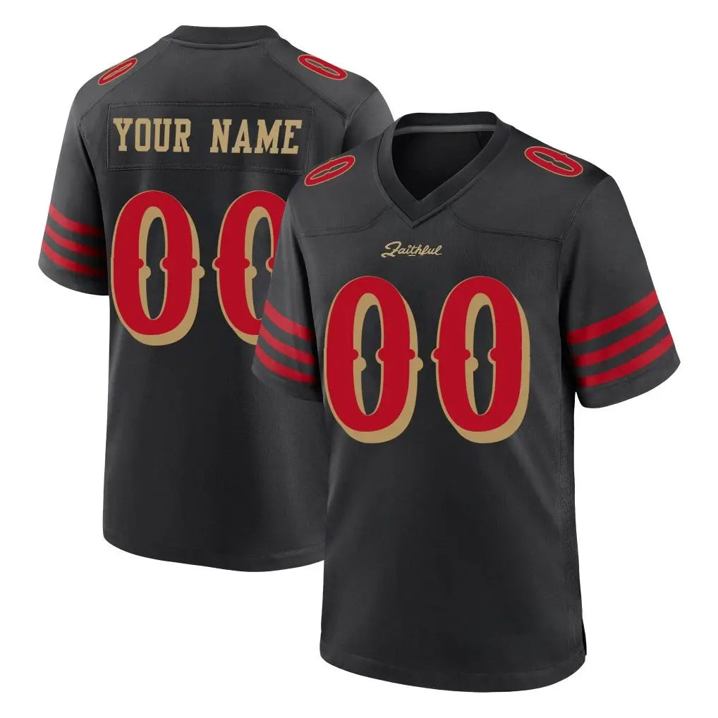 Johmsee Custom SF.49ers Black Rivalries Collection Home Game Any Name & Numbers Stitched Jerseys