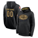Johmsee Custom SF.49ers Black Salute to Service Sideline Performance Pullover Hoodies Home Game Any Name & Numbers Stitched Jerseys