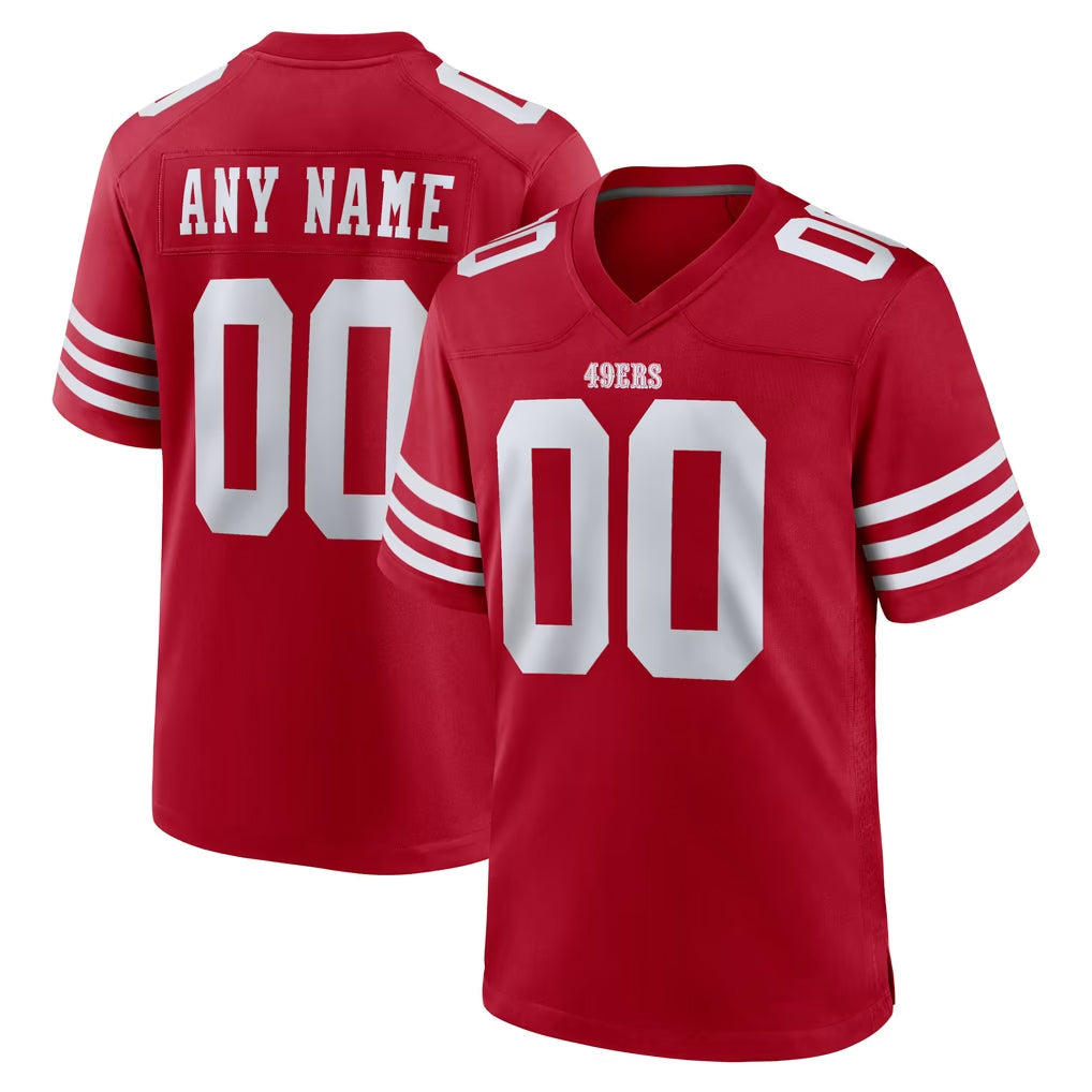Johmsee Custom SF.49ers Red Game Home Any Name & Numbers Stitched Jerseys