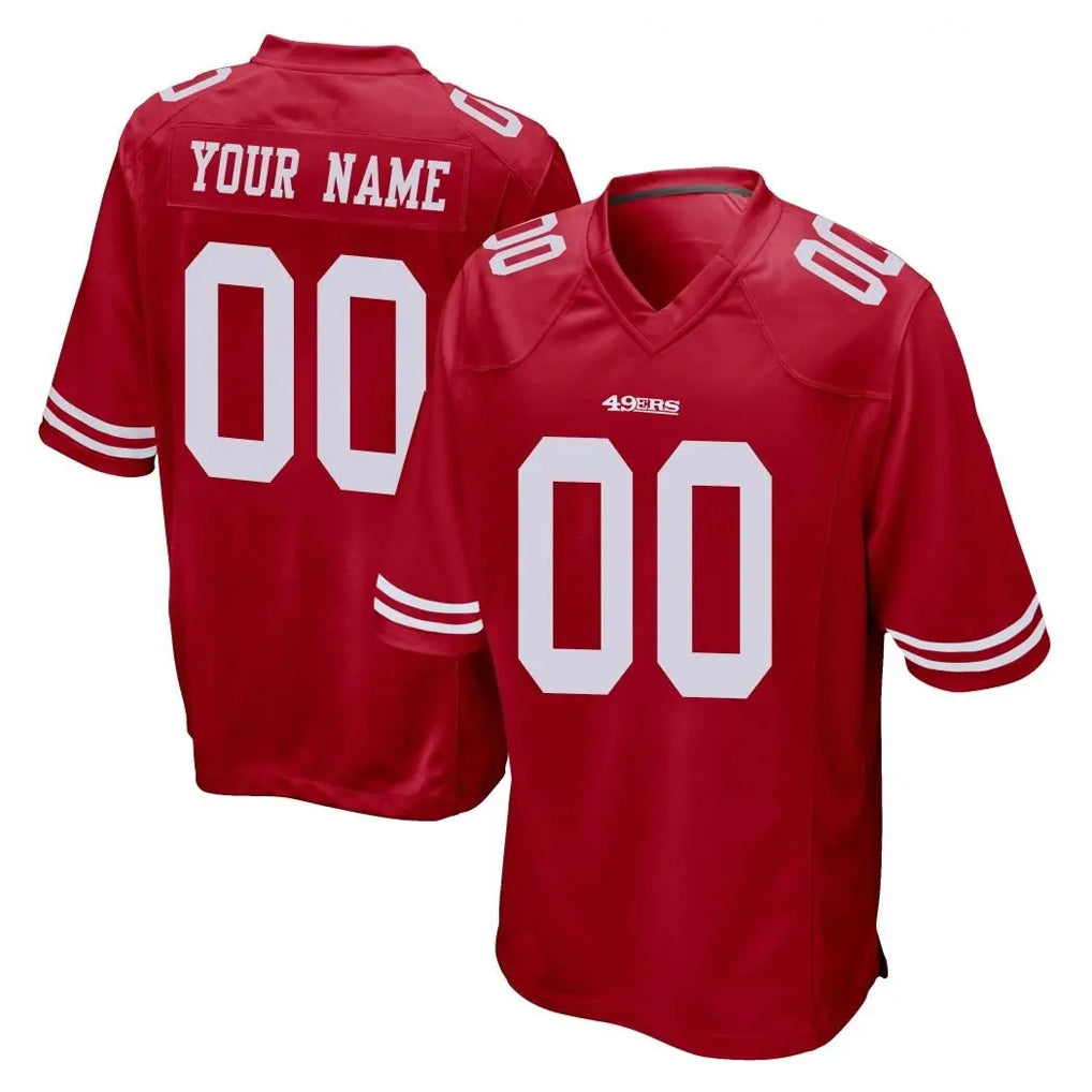 Johmsee Custom SF.49ers Red Home Game Any Name & Numbers Stitched Jerseys
