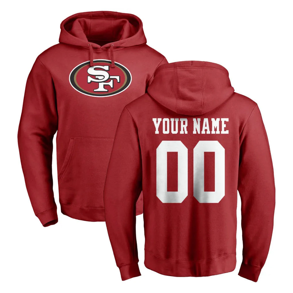 Johmsee Custom SF.49ers Red LOGO Pullover Hoodies Home Game Any Name & Numbers Stitched Jerseys