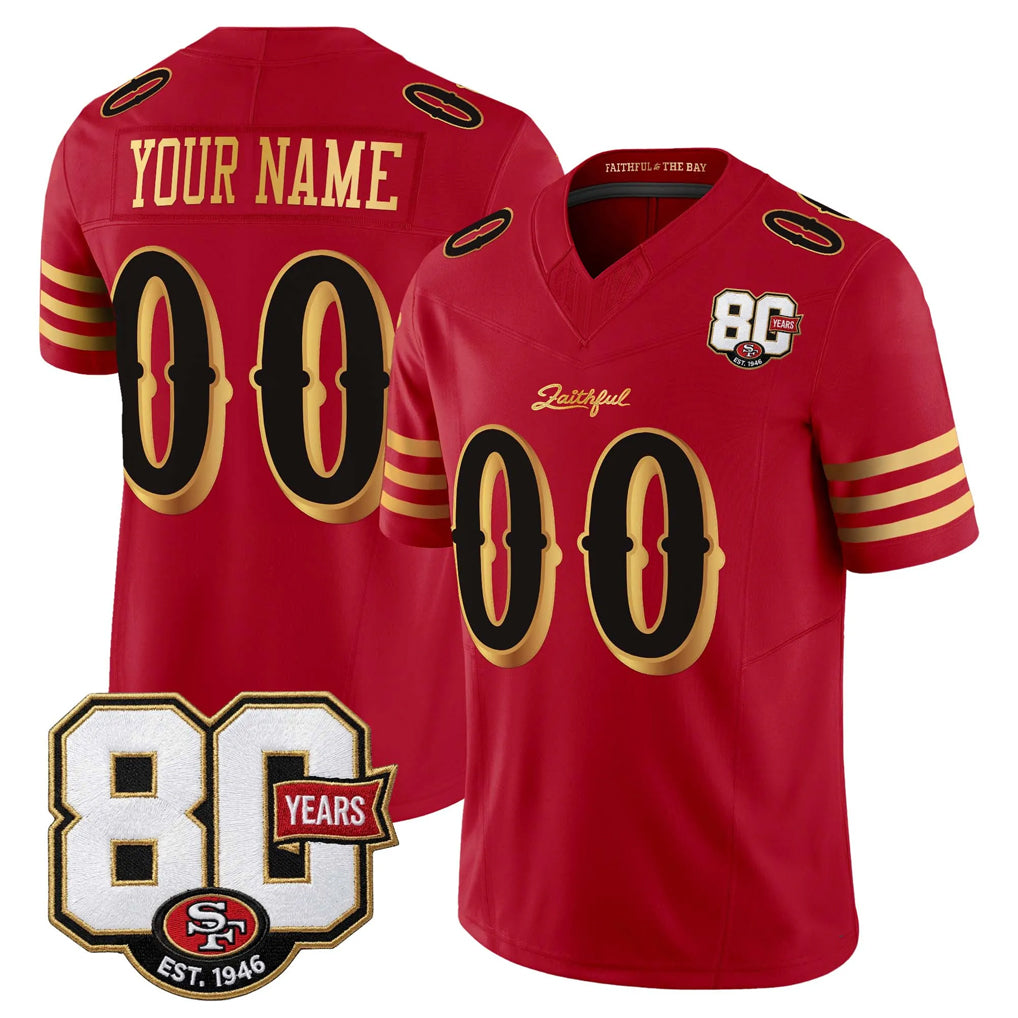 Johmsee Custom SF.49ers Red Limited 80th Rivalries Collection Home Game Any Name & Numbers Stitched Jerseys