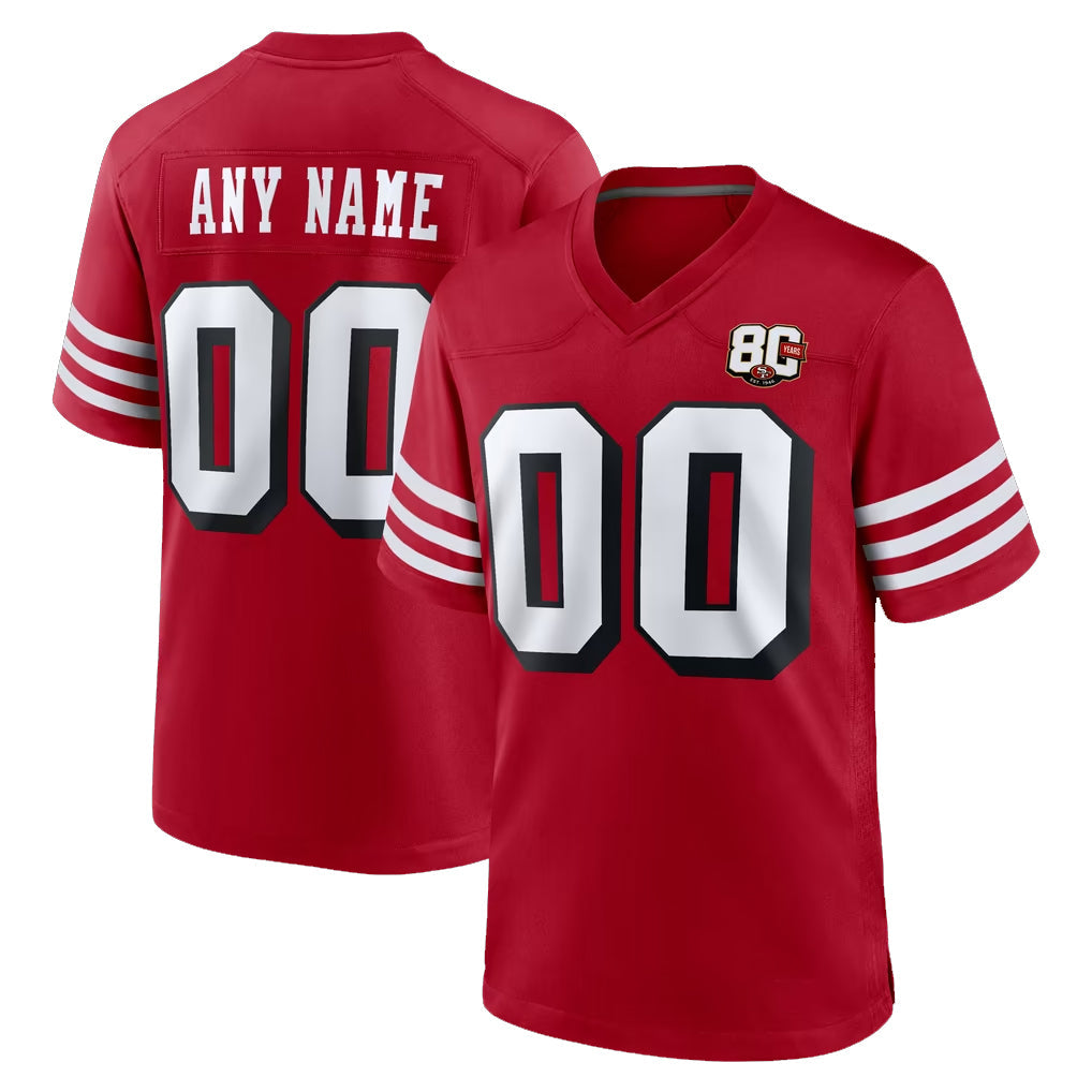 Johmsee Custom SF.49ers Red Limited Alternate 80th Vapor Home Game Any Name & Numbers Stitched Jerseys