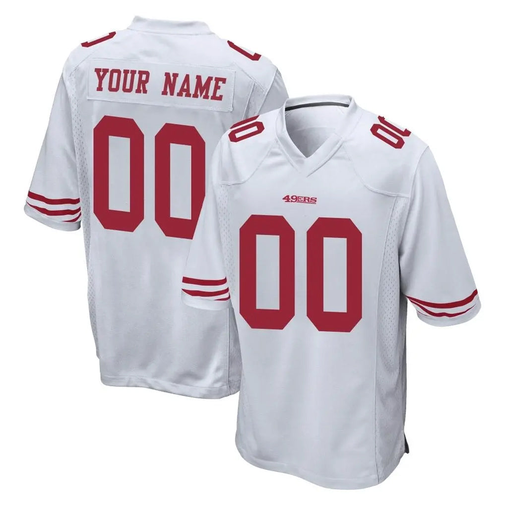 Johmsee Custom SF.49ers White Home Game Any Name & Numbers Stitched Jerseys