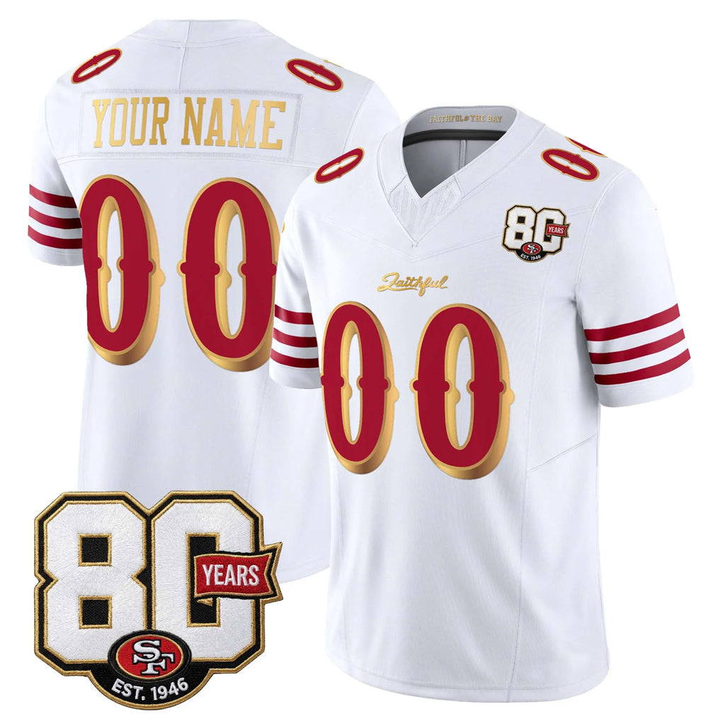 Johmsee Custom SF.49ers White Limited 80th Rivalries Collection Home Game Any Name & Numbers Stitched Jerseys