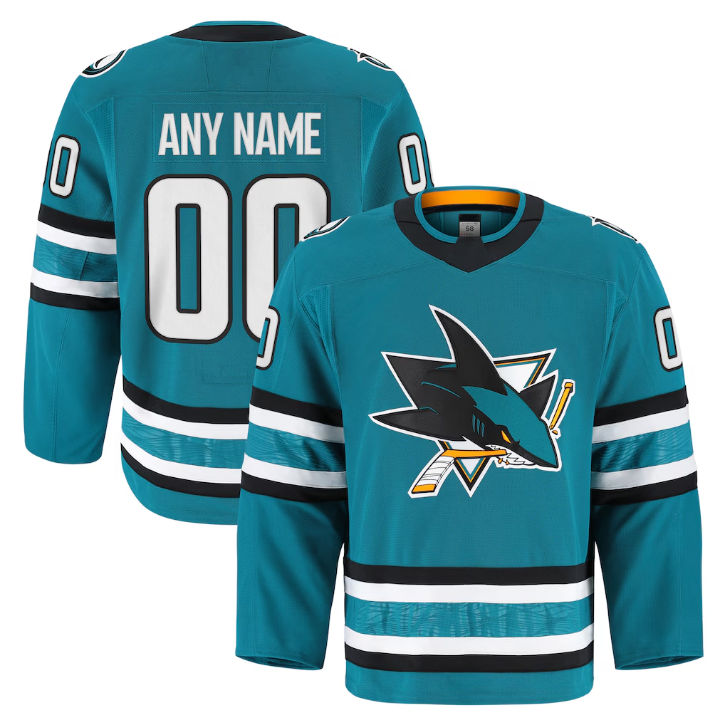 Johmsee Custom SJ.Sharks Teal Home Authentic Pro Jerseys