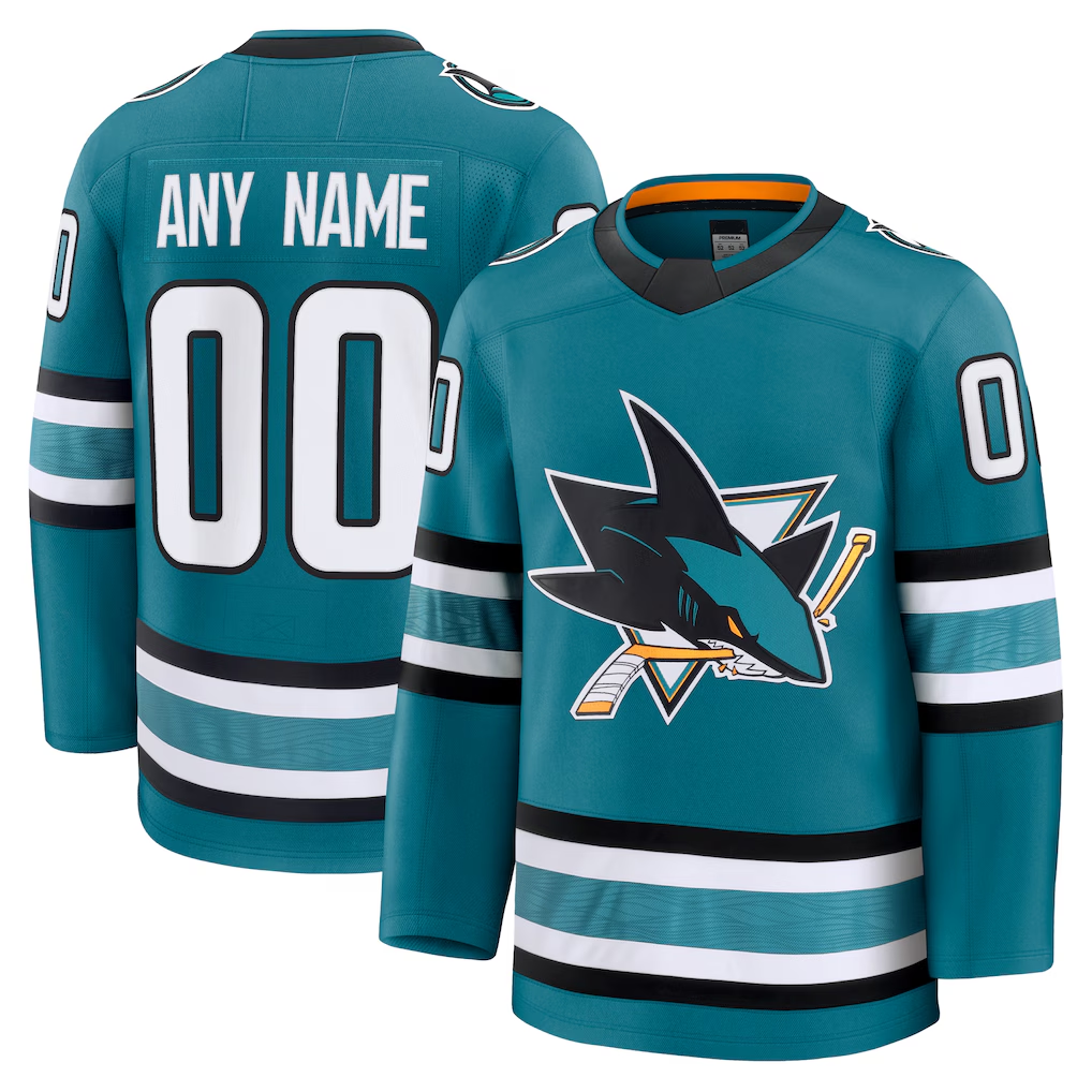 Johmsee Custom SJ.Sharks Teal Home Premium Jerseys
