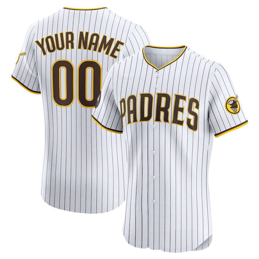 Custom San Diego Padres Home Elite Sponsor Patch Jersey – White Stitched Baseball Jersey