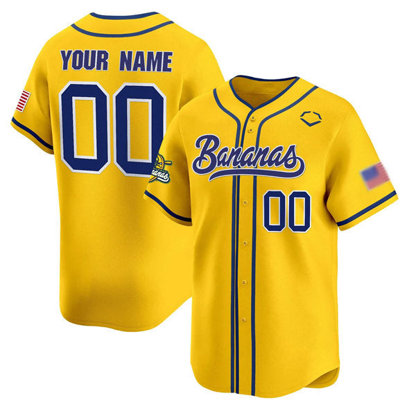 Custom Savannah Bananas Active Player Yellow Vapor Limited Stitched Baseball Jersey