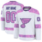 Custom St. L.Blues Fanatics 2024 Hockey Fights Cancer Practice Jersey - White Stitched American Hockey Jerseys