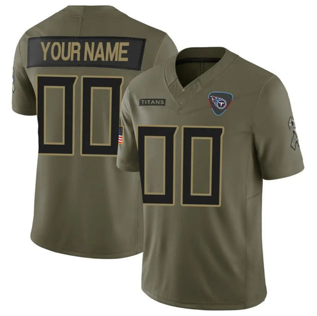 Custom T.Titans Active Player Olive 2025 F.U.S.E. Salute to Service Limited Stitched Football Jersey