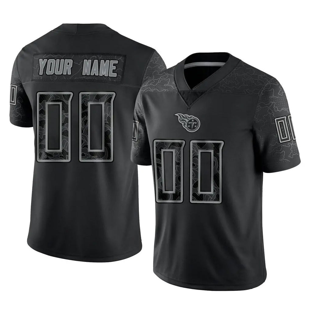 Johmsee Custom T.Titans Black Limited Reflective Home Game Any Name & Numbers Stitched Jerseys