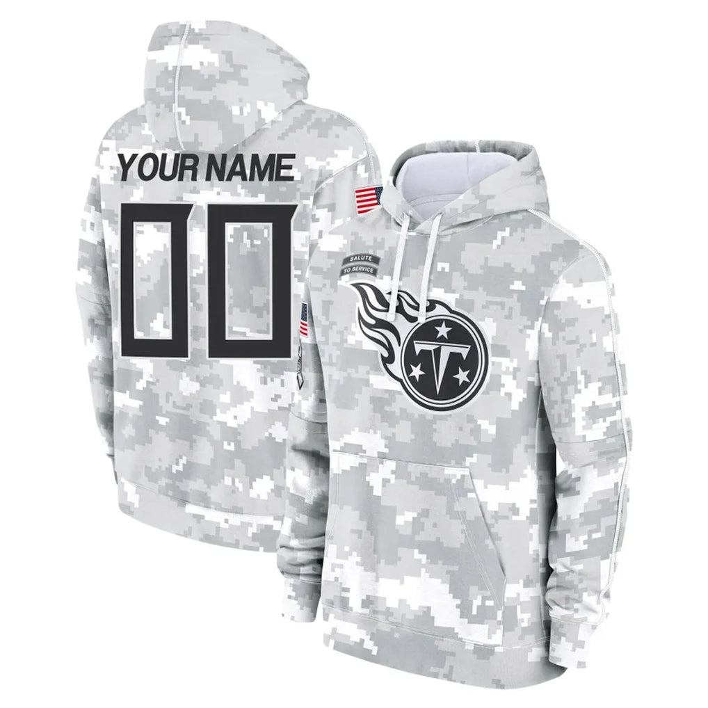 Johmsee Custom T.Titans Camo Arctic Salute to Service Pullover Hoodies Home Game Any Name & Numbers Stitched Jerseys