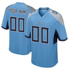 Johmsee Custom T.Titans Light Blue Home Game Any Name & Numbers Stitched Jerseys