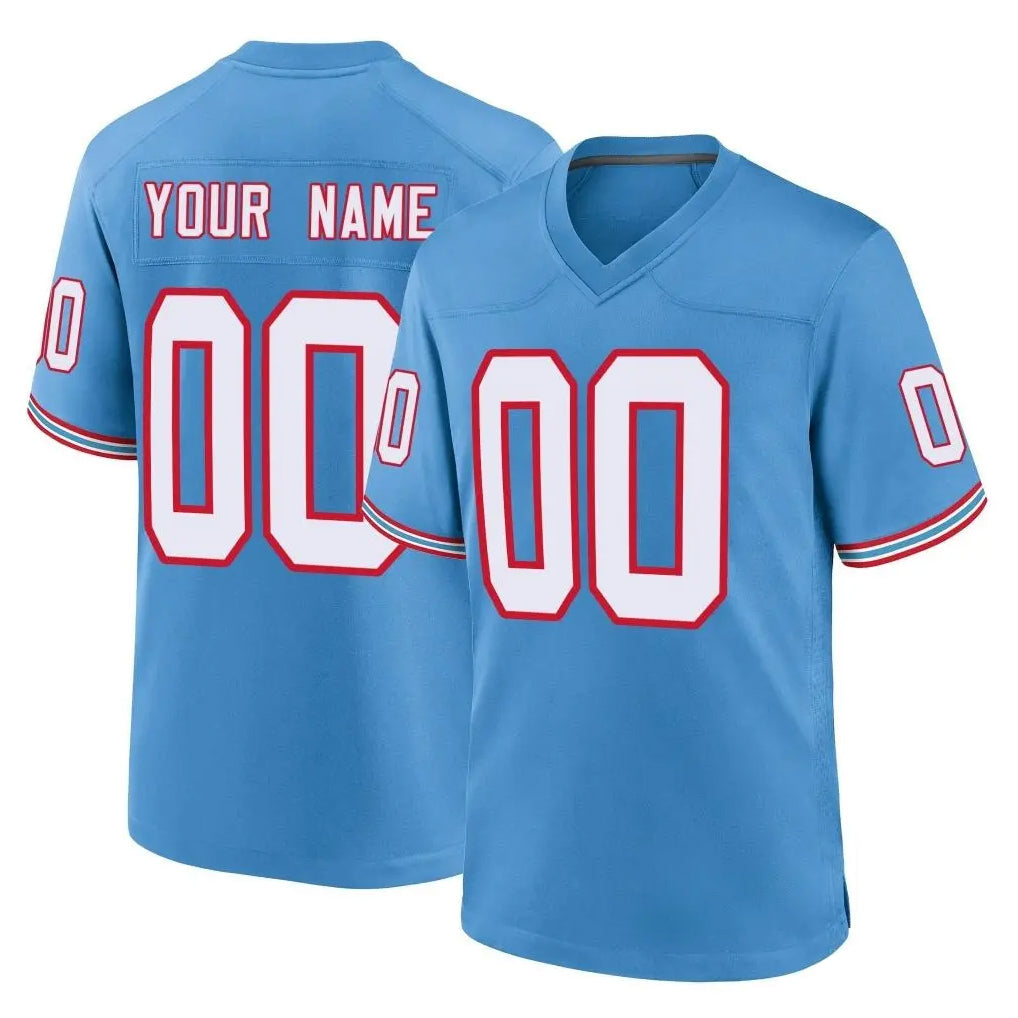 Johmsee Custom T.Titans Light Blue Oilers Throwback Home Game Any Name & Numbers Stitched Jerseys