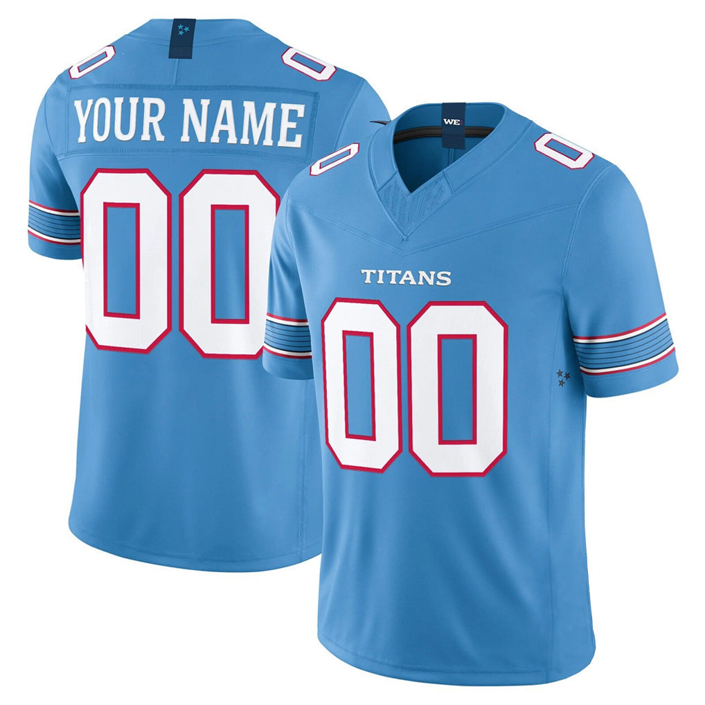 Johmsee Custom T.Titans Light Blue Team Vapor F.U.S.E. Limited Home Game Any Name & Numbers Stitched Jerseys