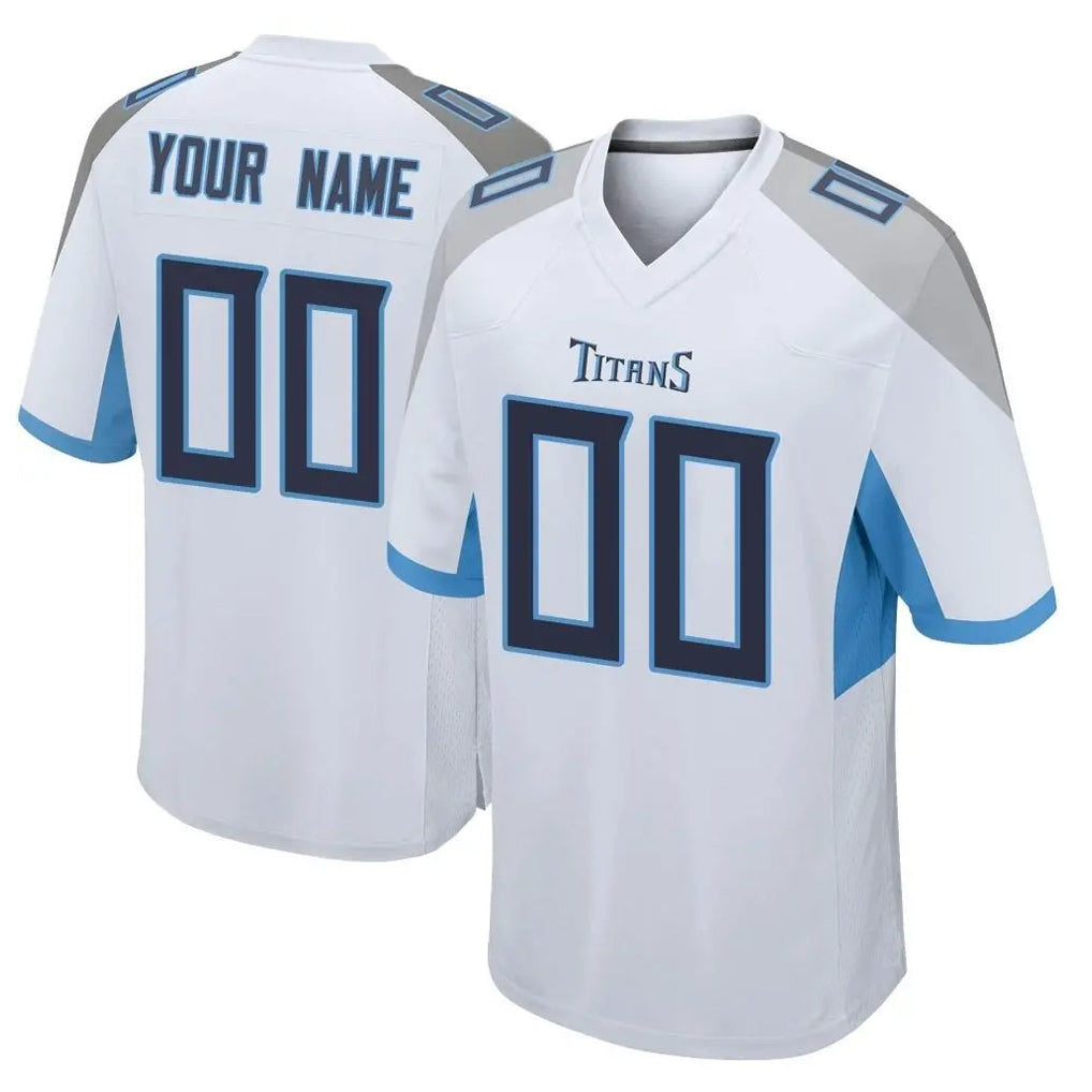 Johmsee Custom T.Titans White Home Game Any Name & Numbers Stitched Jerseys