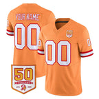 Johmsee Custom TB.Buccaneers 76' Orange 50th Season Vapor Limited Home Game Any Name & Numbers Stitched Jerseys