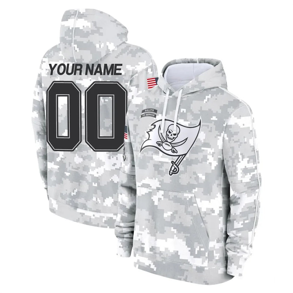 Johmsee Custom TB.Buccaneers Arctic Camo Limited Salute to Service Pullover Hoodies Game Any Name & Numbers Stitched Jerseys