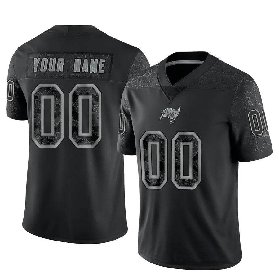 Johmsee Custom TB.Buccaneers Black RFLCTV Limited Stitched Jerseys