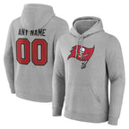 Johmsee Custom TB.Buccaneers Gray Pullover Hoodie Home Game Any Name & Numbers Stitched Jerseys