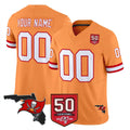 Johmsee Custom TB.Buccaneers Orange 50th Season Vapor Limited Home Game Any Name & Numbers Stitched Jerseys