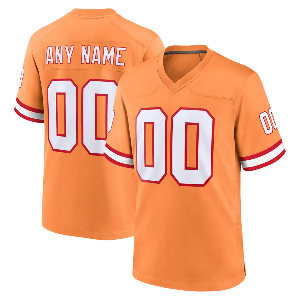 Johmsee Custom TB.Buccaneers Orange Throwback Home Game Any Name & Numbers Stitched Jerseys