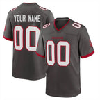 Johmsee Custom TB.Buccaneers Pewter Alternate Home Game Any Name & Numbers Stitched Jerseys