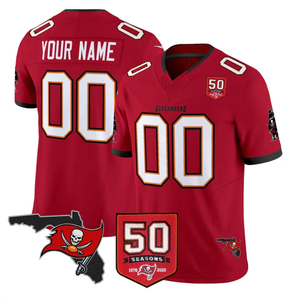 Johmsee Custom TB.Buccaneers Red Limited 2026 Season Vapor F.U.S.E. Home Game Any Name & Numbers Stitched Jerseys