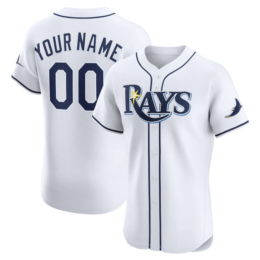 Custom Tampa Bay Rays Home Elite Jersey – White Stitched Baseball Jersey