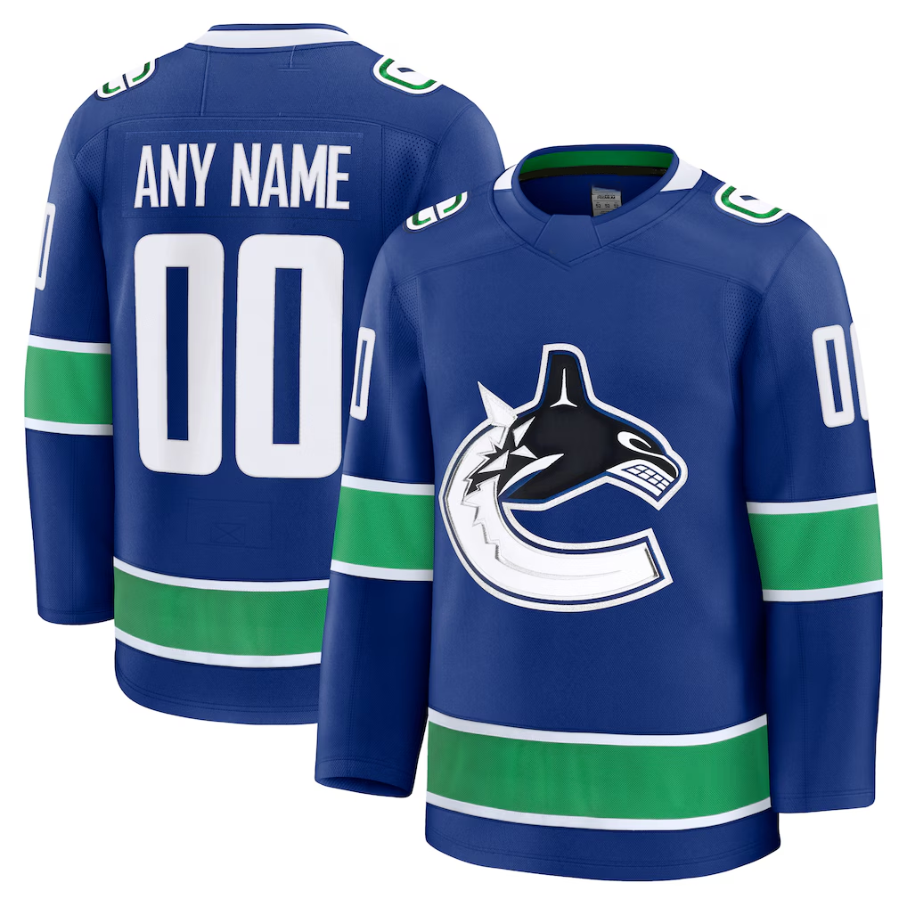 Johmsee Custom V.Canucks Blue Home Premium Jerseys