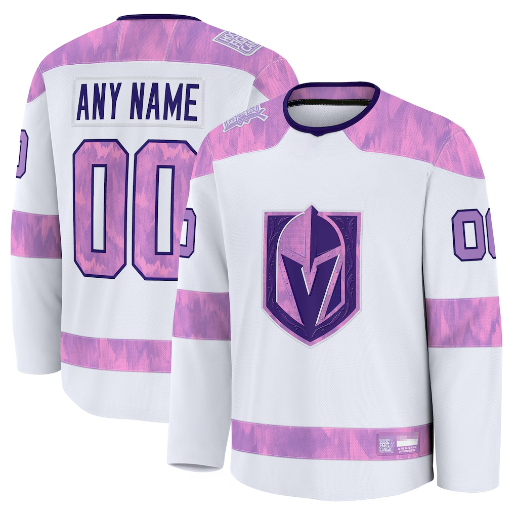 Johmsee Custom VG.Knights White 2024 Hockey Fights Cancer Practice Jerseys