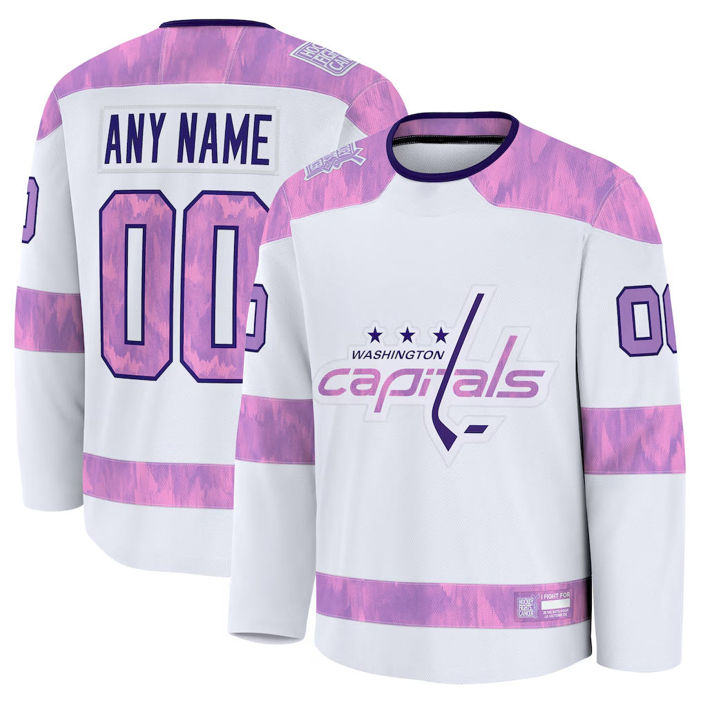 Johmsee Custom W.Capitals White 2024 Hockey Fights Cancer Practice Jerseys