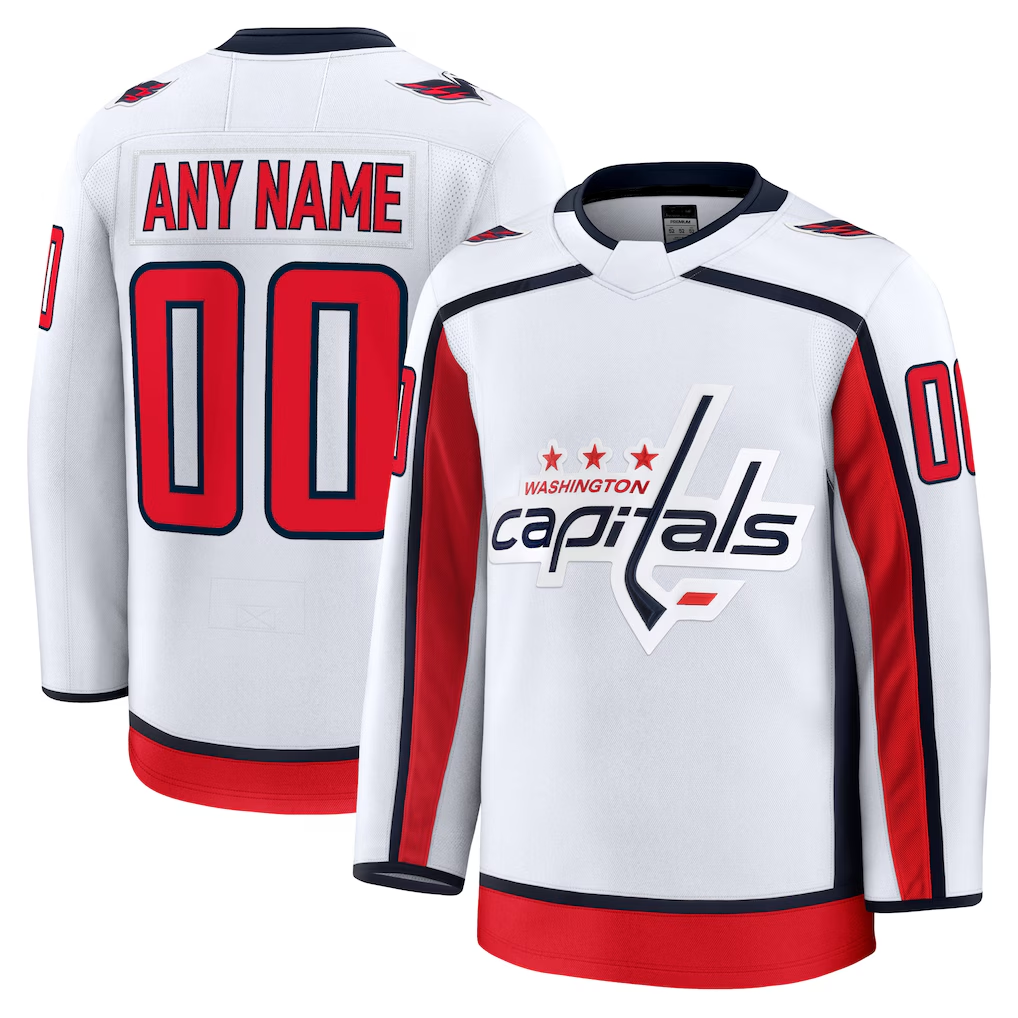 Johmsee Custom W.Capitals White Away Premium Jerseys