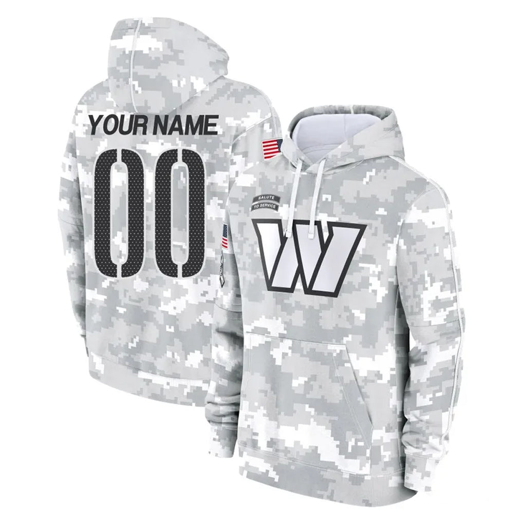 Johmsee Custom W.Commanders Arctic Camo Limited Salute to Service Pullover Hoodies Game Any Name & Numbers Stitched Jerseys