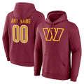 Johmsee Custom W.Commanders Burgundy LOGO Pullover Hoodies Game Any Name & Numbers Stitched Jerseys