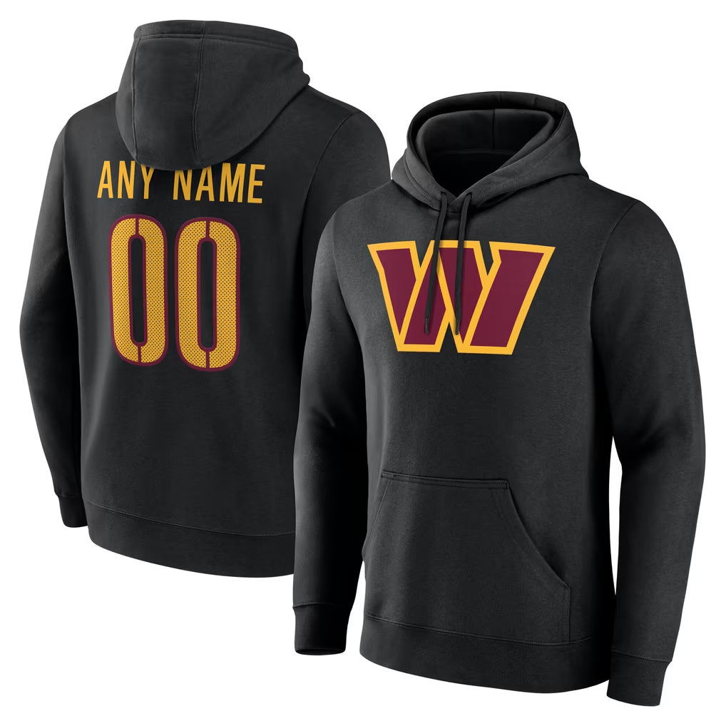 Johmsee Custom W.Commanders Gray LOGO Performance Pullover Hoodies Game Any Name & Numbers Stitched Jerseys