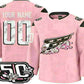 Custom W.Capitals Pink 50th Anniversary Authentic Stitched American Hockey Jerseys