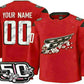 Custom W.Capitals Red 50th Anniversary Authentic Stitched American Hockey Jerseys