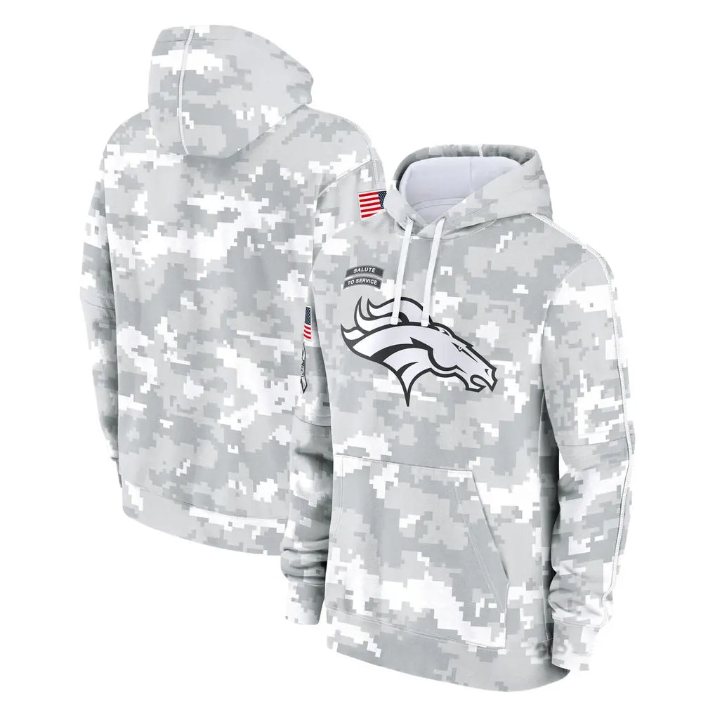 Johmsee D.Broncos Arctic Camo Salute to Service Hoodies Limited Game Blank Player Stitched Jerseys