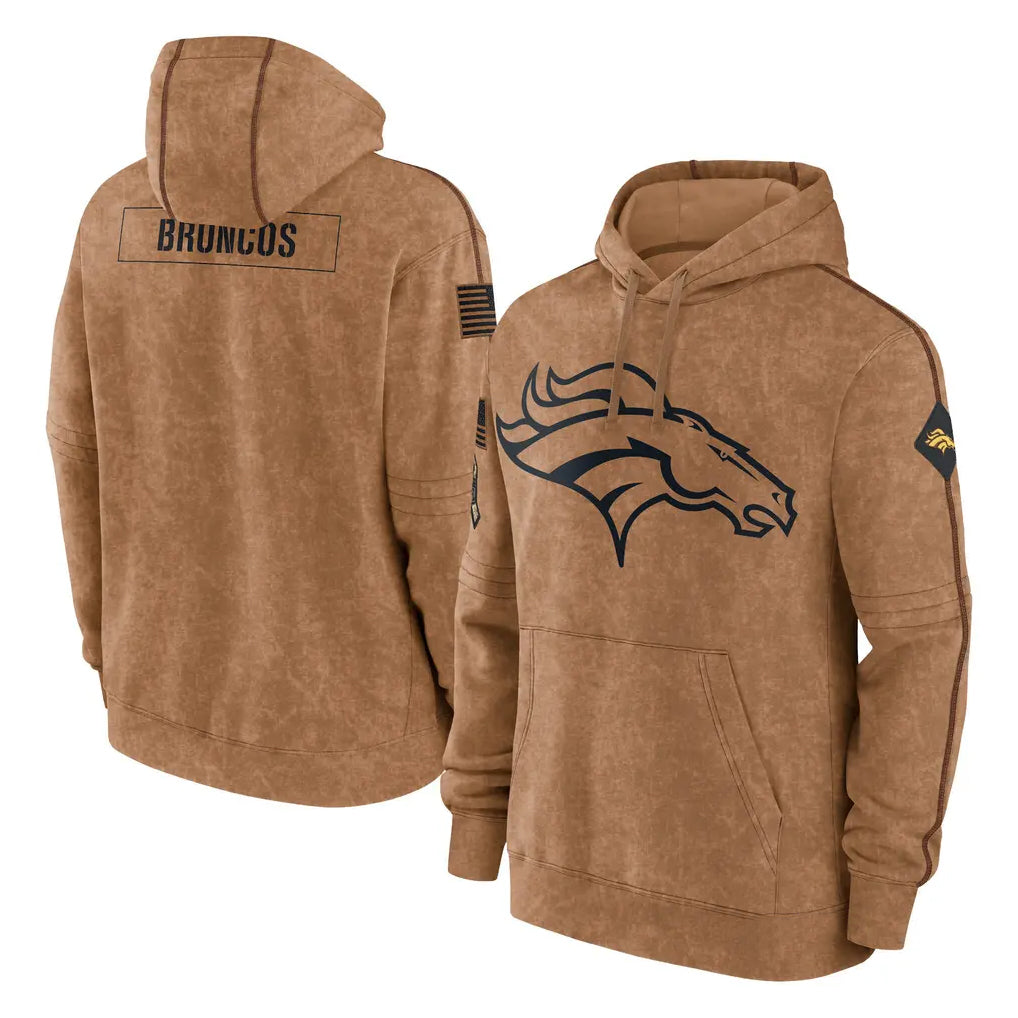 Johmsee D.Broncos Brown Salute to Service Hoodies Limited Game Blank Player Stitched Jerseys