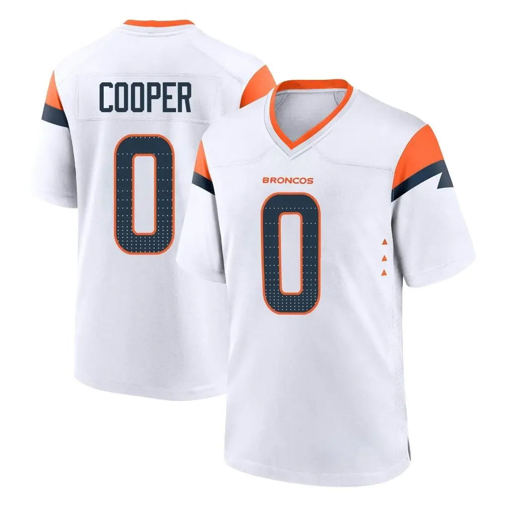 Johmsee D.Broncos #0 Jonathon Cooper Player White Home Game Stitched Jerseys