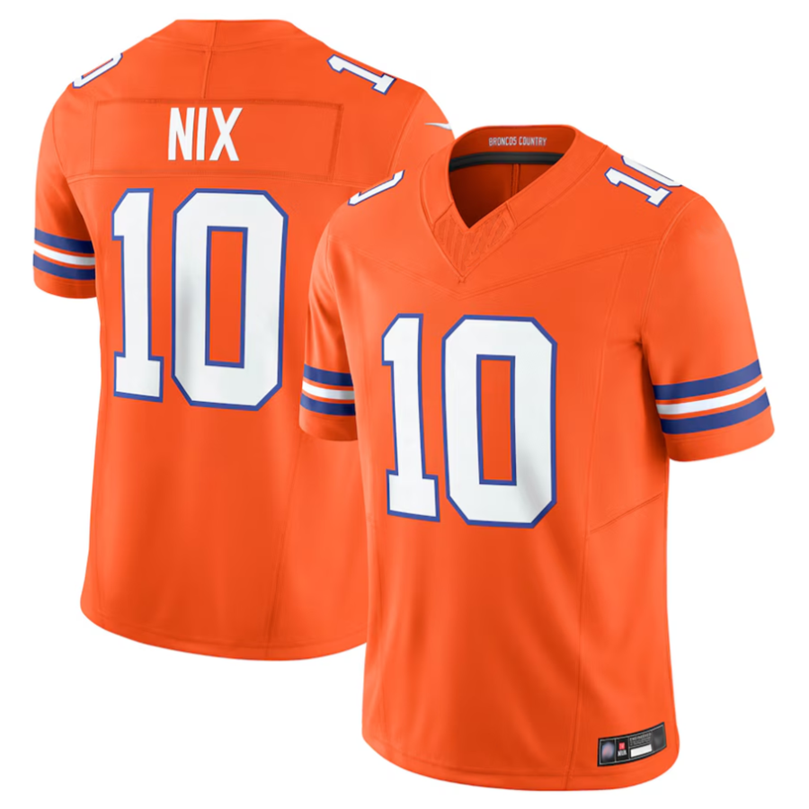 Johmsee D.Broncos #10 Bo Nix Player Orange Vapor F.U.S.E. Limited Stitched Jerseys