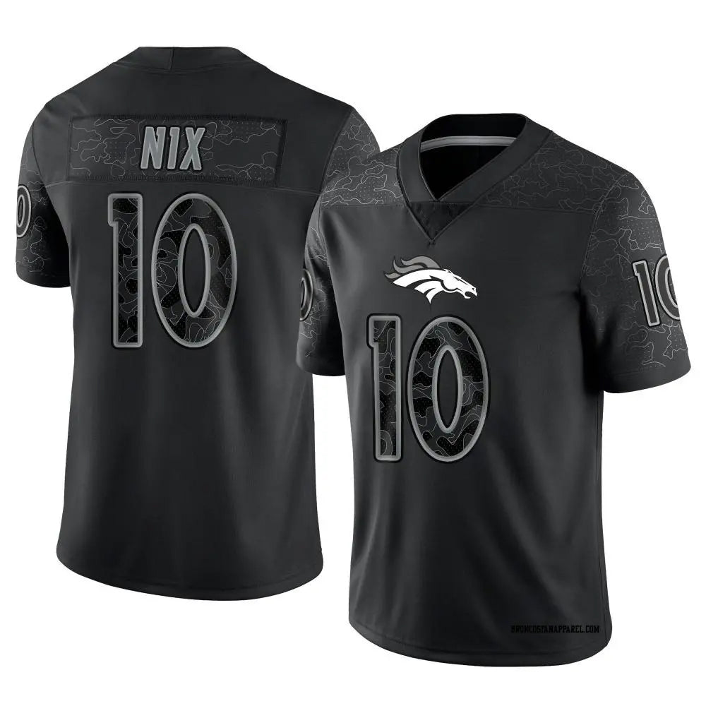 Johmsee D.Broncos #10 Bo Nix Player Black RFLCTV Limited  Jerseys