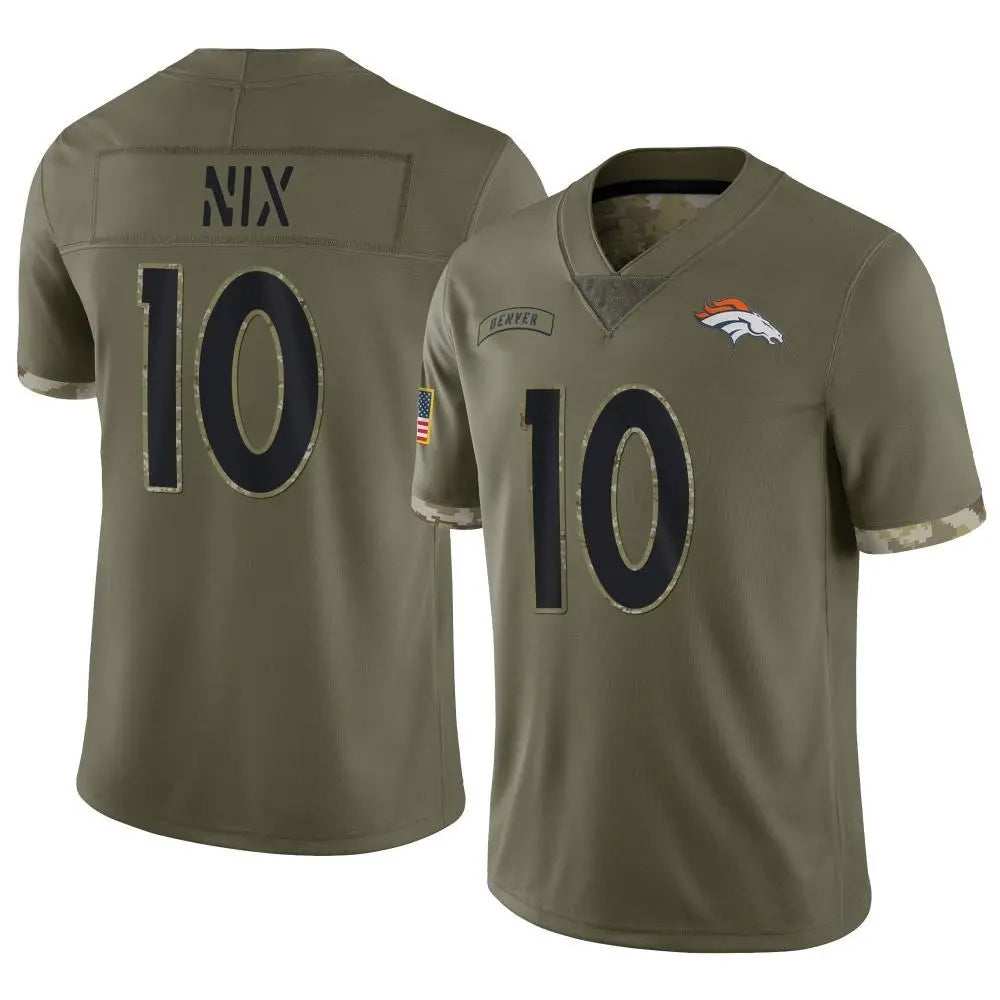 Johmsee D.Broncos #10 Bo Nix Player Limited Salute To Service Olive Stitched Jerseys