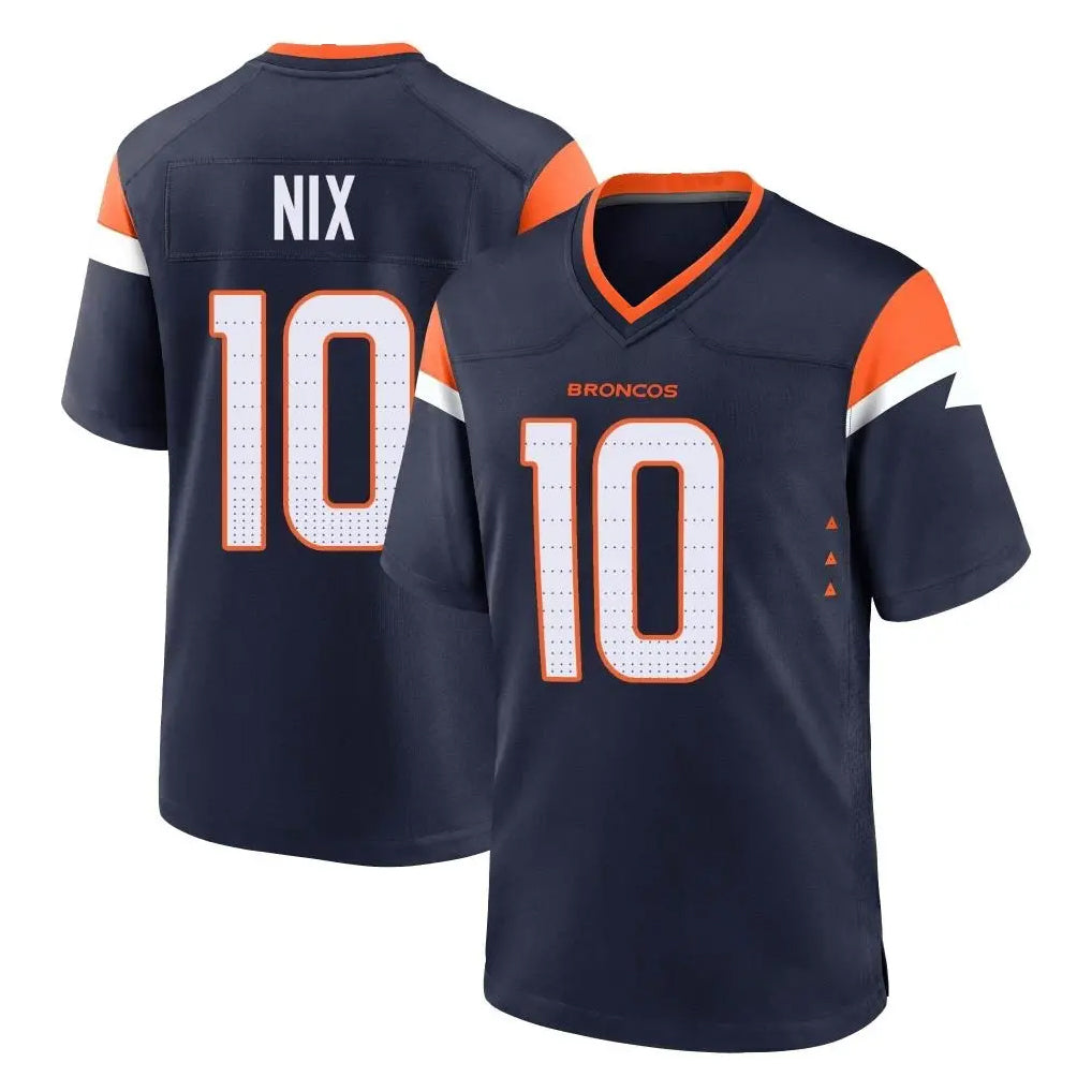 Johmsee D.Broncos #10 Bo Nix Player Navy Home Game Stitched Jerseys