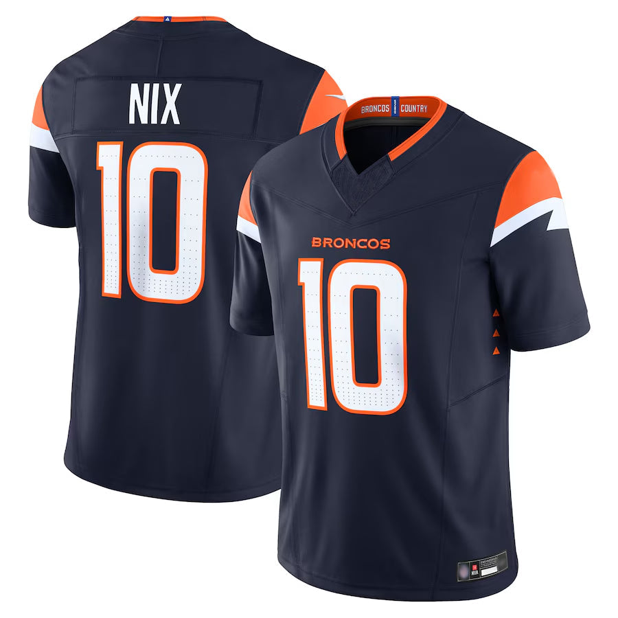Johmsee D.Broncos #10 Bo Nix Player Navy Vapor F.U.S.E. Limited Stitched Jerseys