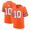 Johmsee D.Broncos #10 Bo Nix Player Orange Alternate Collection Throwback Game Stitched Jerseys